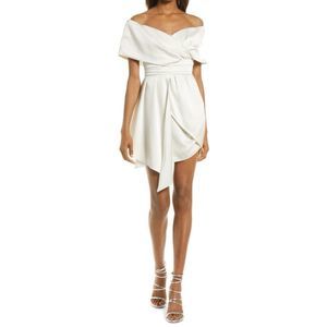 COPY - LULUS Asymmetric Off the Shoulder Dress Size:M Color:Ivory New with Tag!